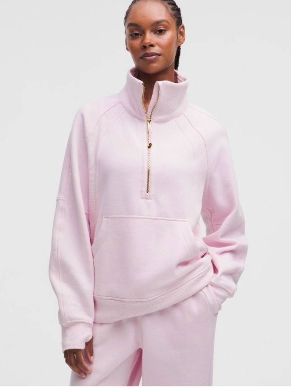 NWOT lululemon athletica Scuba Oversized Halfzip Long - Blissful Pink w/gold